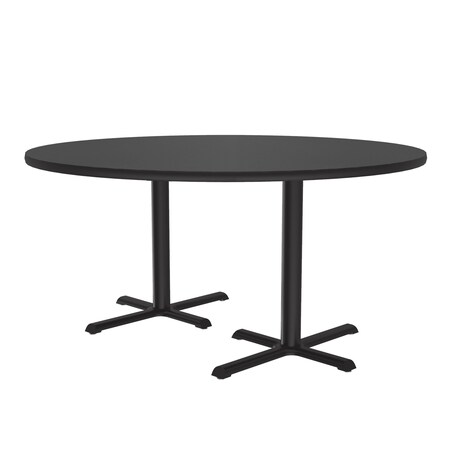 Correll Round Cafe Bistro and Breakroom Pedestal Table, High Pressure Laminate Top, Black Granite BCT60R-07